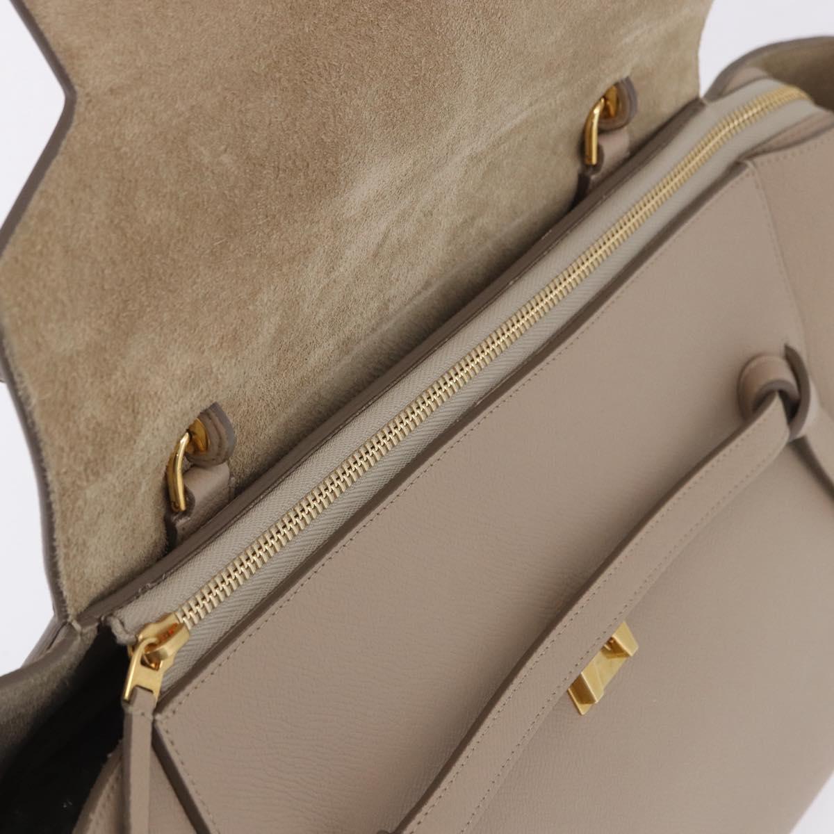 CELINE Belt Bag Hand Bag Leather Beige Gold Auth 201889V