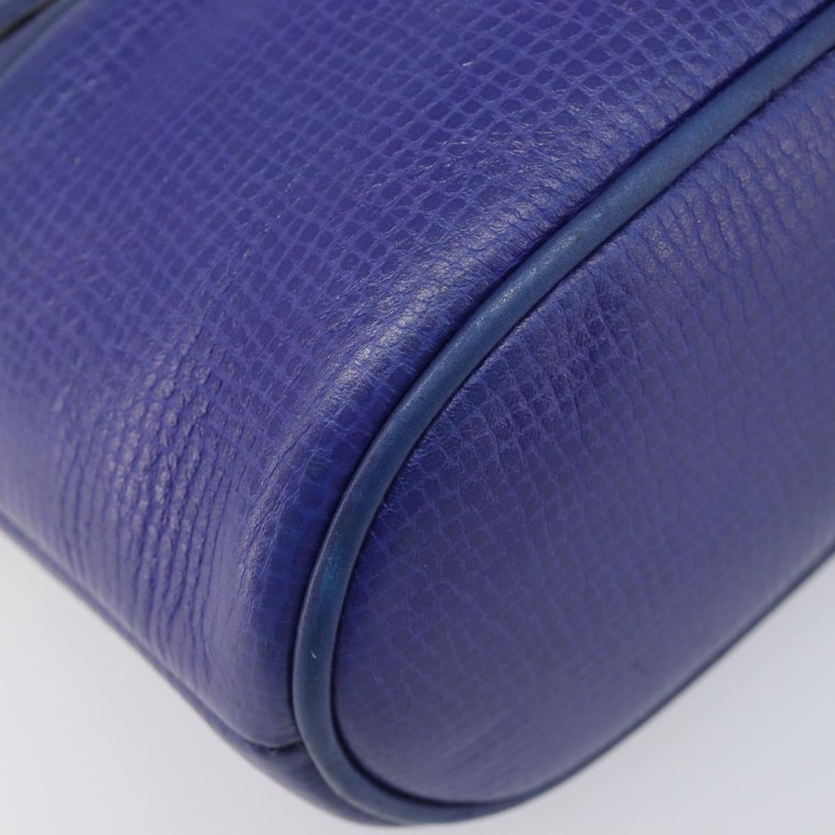 Christian Dior Hand Bag Leather 2way Blue Gold Auth 201892