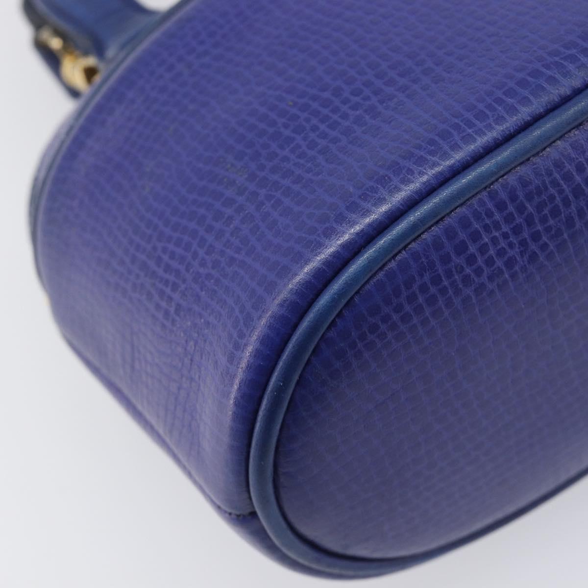 Christian Dior Hand Bag Leather 2way Blue Gold Auth 201892