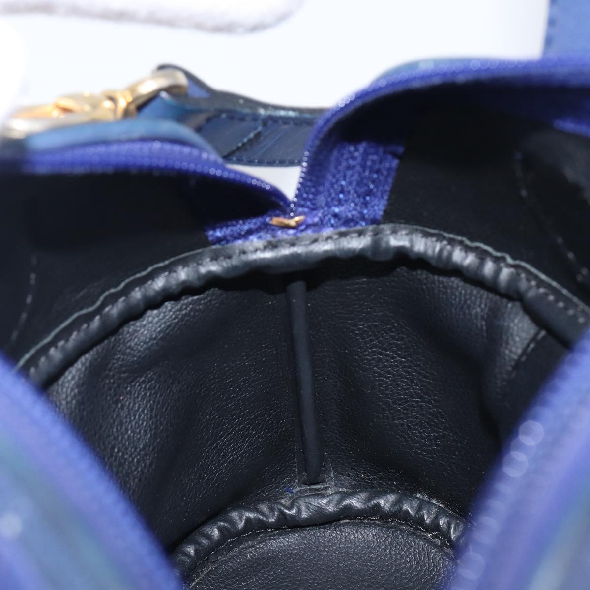 Christian Dior Hand Bag Leather 2way Blue Gold Auth 201892