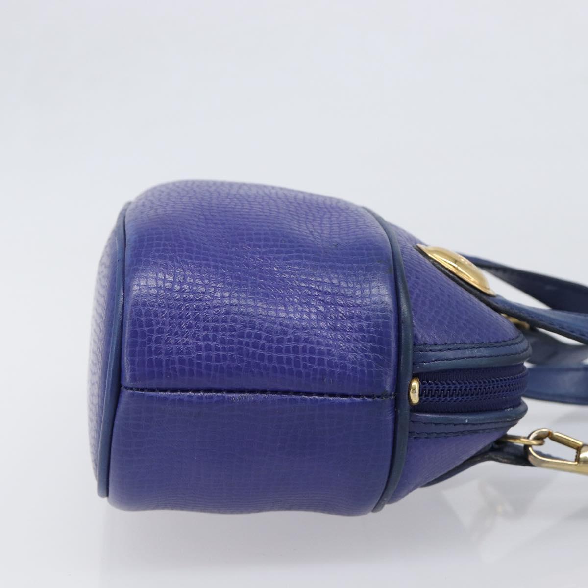 Christian Dior Hand Bag Leather 2way Blue Gold Auth 201892