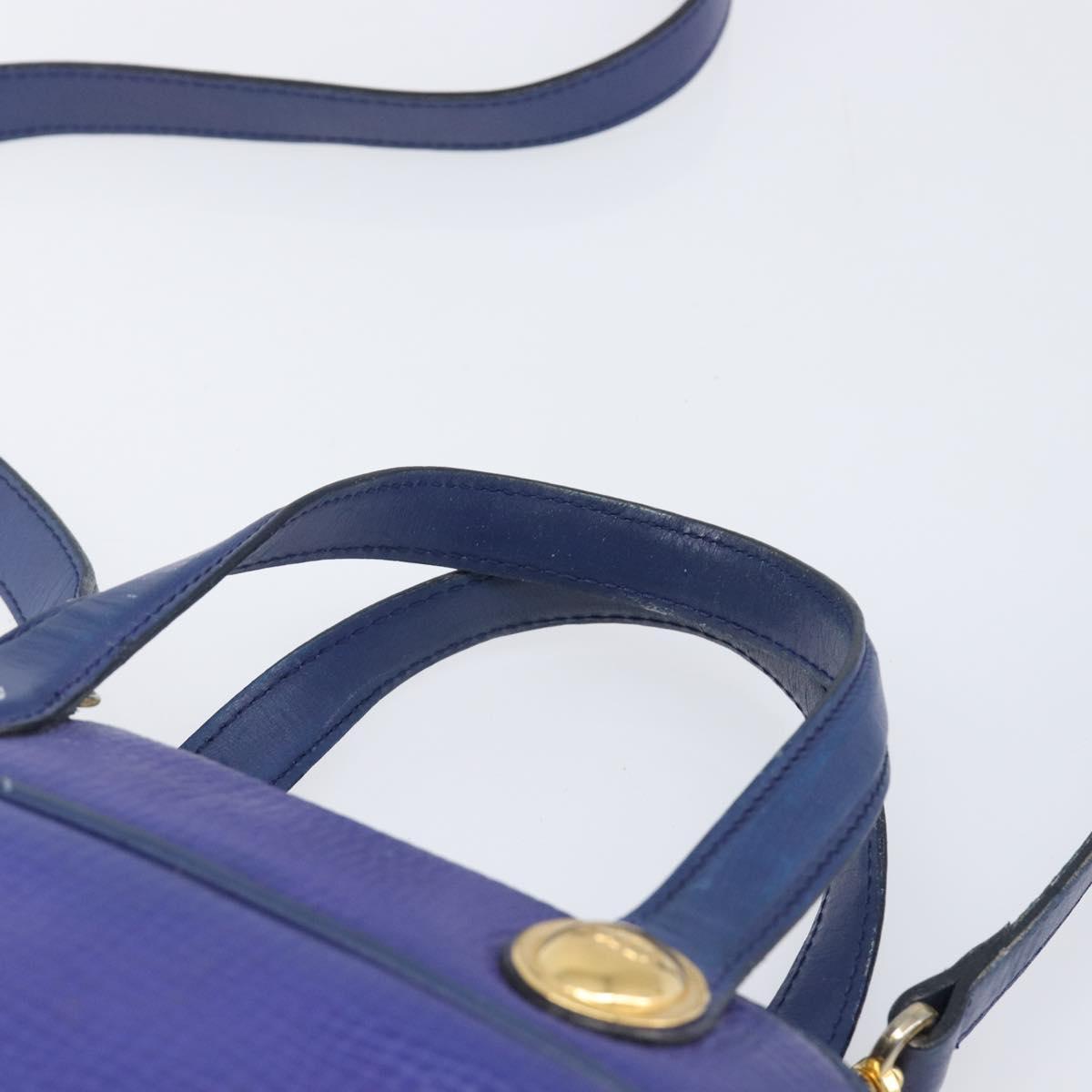 Christian Dior Hand Bag Leather 2way Blue Gold Auth 201892