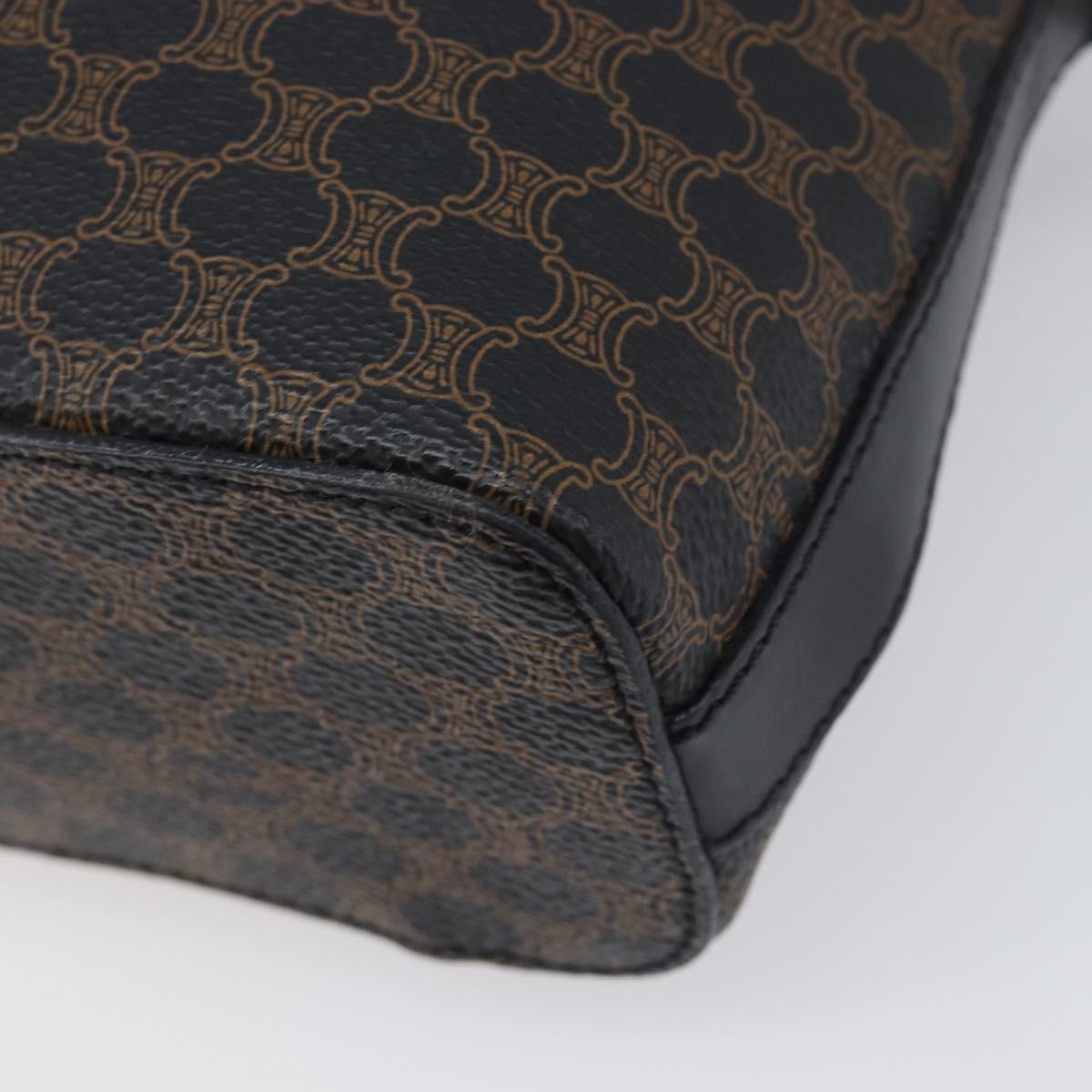 CELINE Circle Macadam Canvas Hand Bag PVC 2way Black Gold Auth 201894