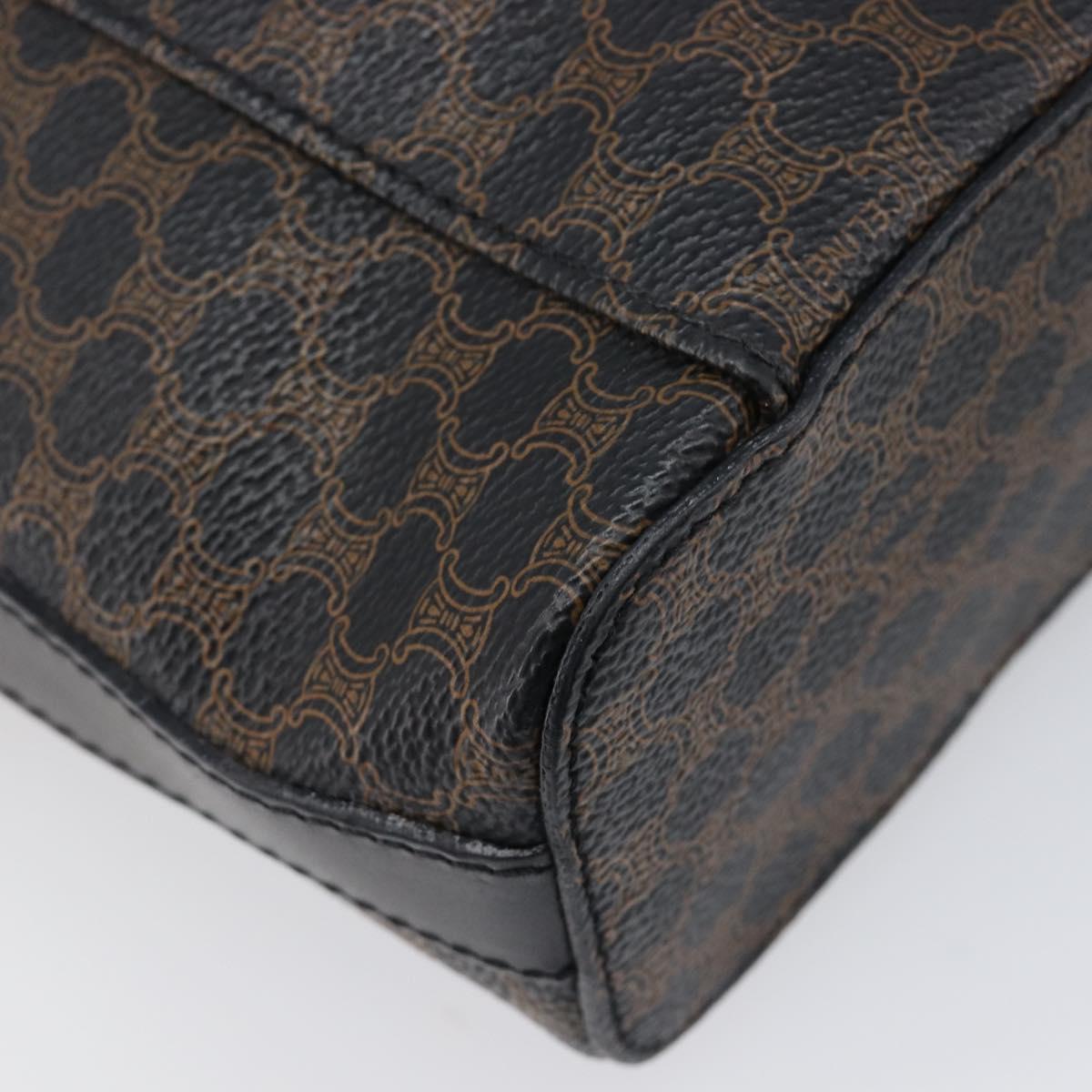 CELINE Circle Macadam Canvas Hand Bag PVC 2way Black Gold Auth 201894