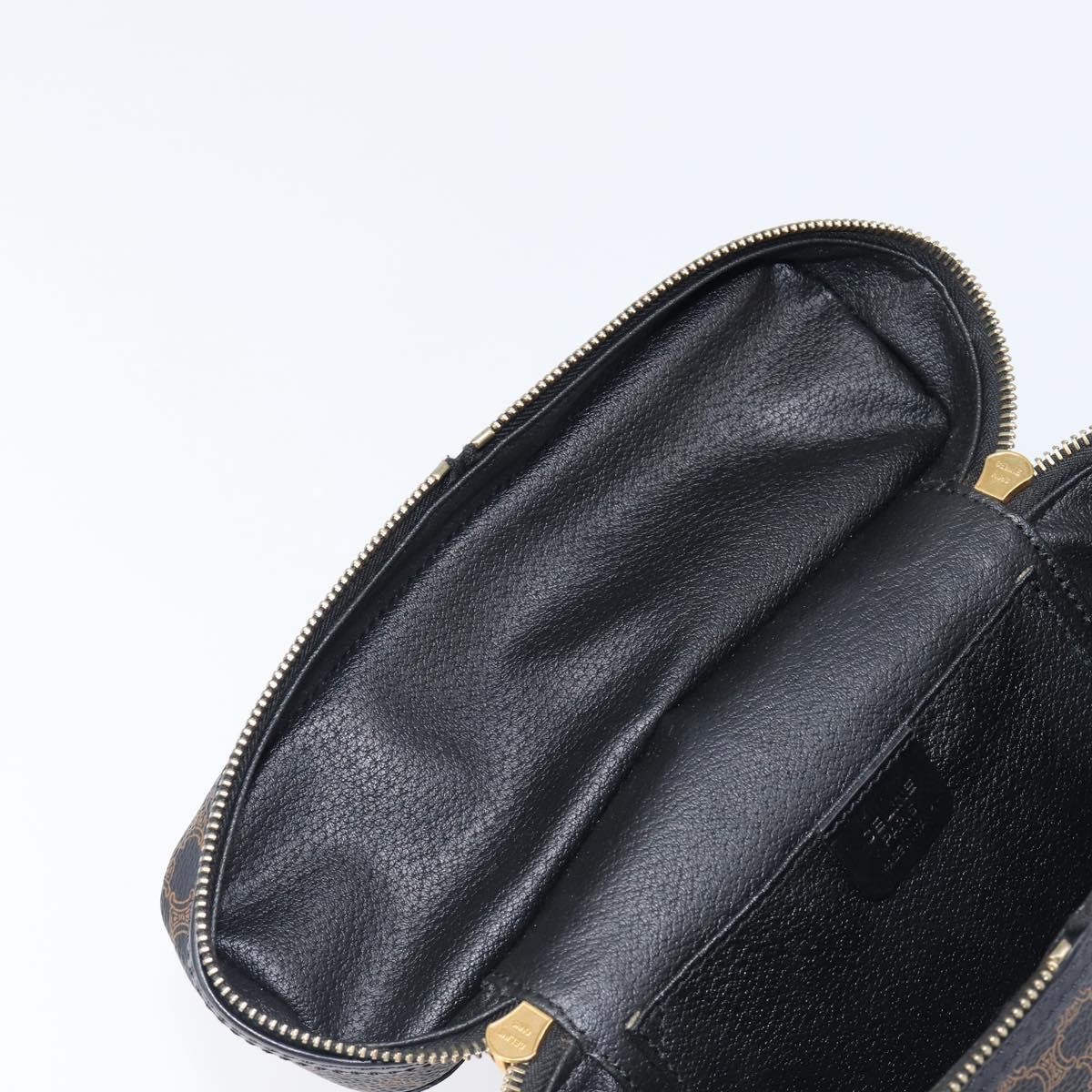 CELINE Circle Macadam Canvas Hand Bag PVC 2way Black Gold Auth 201894