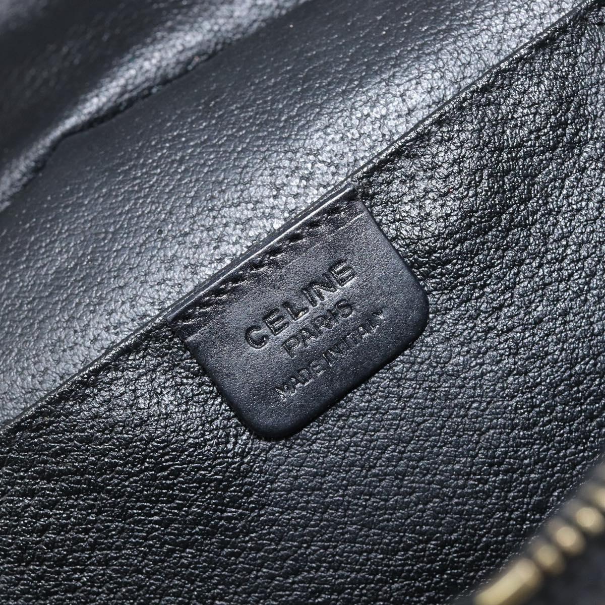 CELINE Circle Macadam Canvas Hand Bag PVC 2way Black Gold Auth 201894