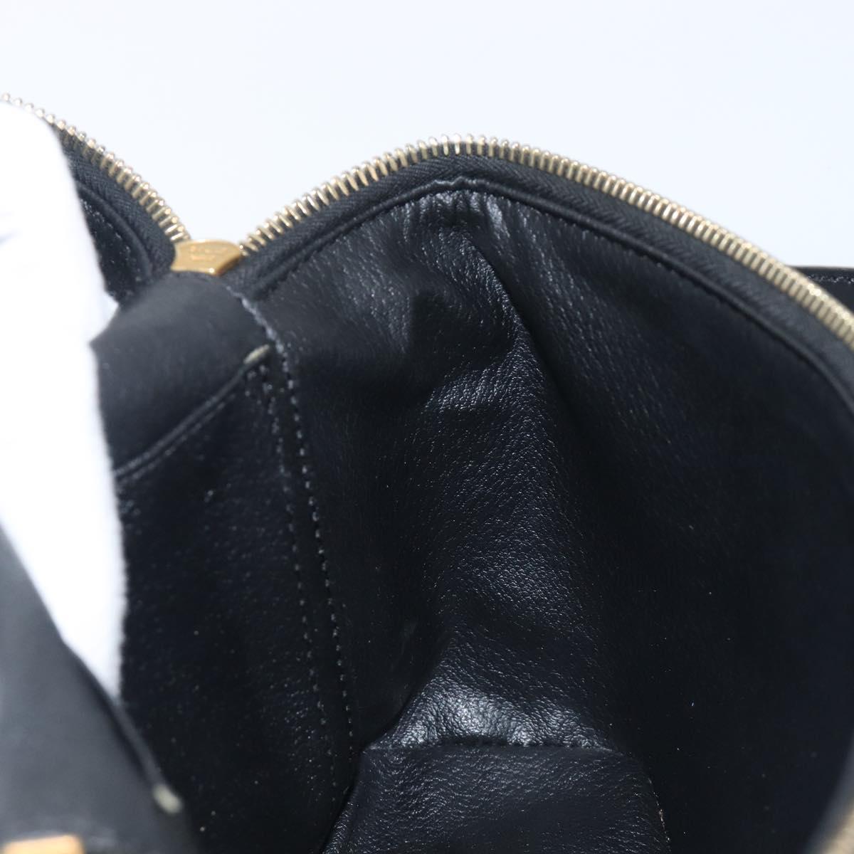 CELINE Circle Macadam Canvas Hand Bag PVC 2way Black Gold Auth 201894