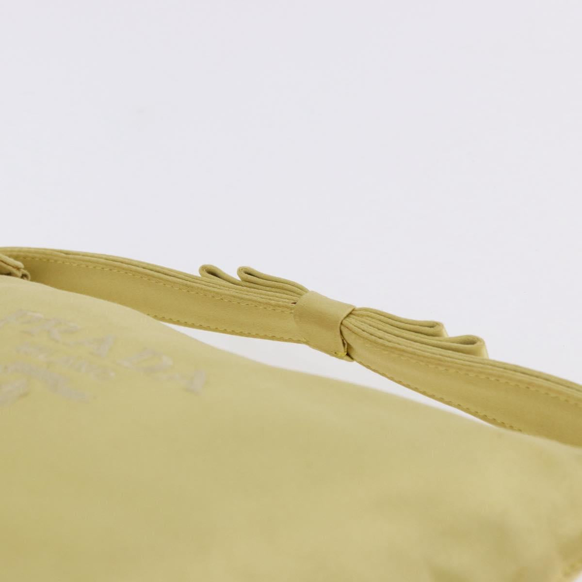 PRADA Hand Pouch Satin Yellow Gold Auth 201895