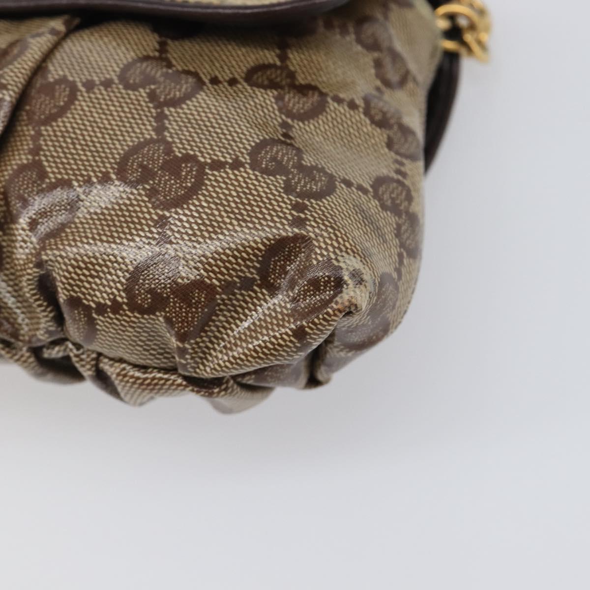 GUCCI GG Crystal Histeria Bag Coated Canvas Beige Gold 208710 Auth 201897