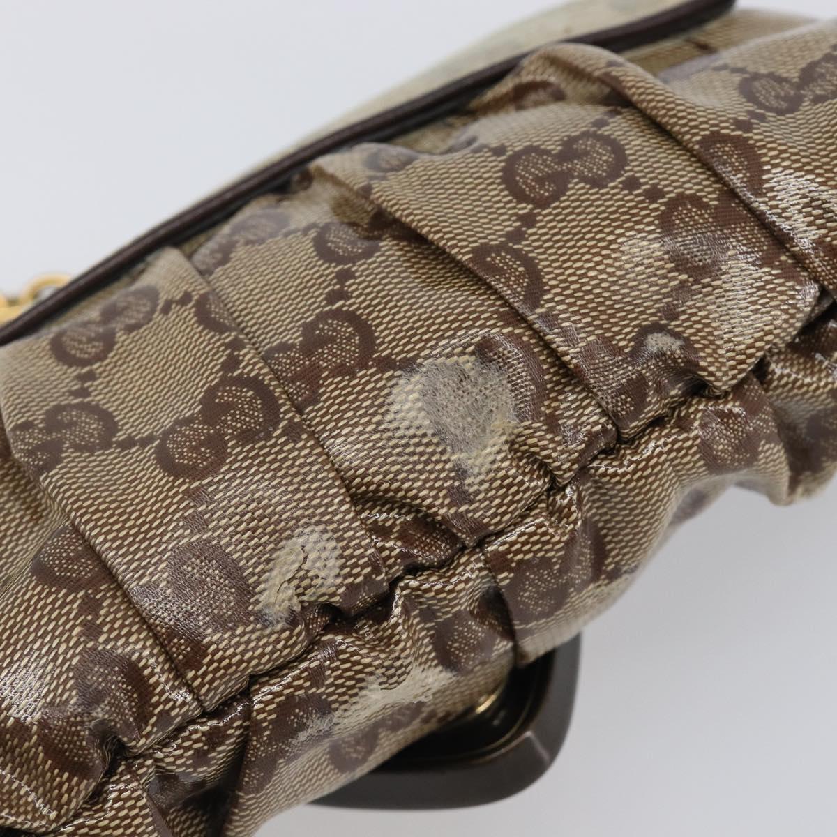 GUCCI GG Crystal Histeria Bag Coated Canvas Beige Gold 208710 Auth 201897