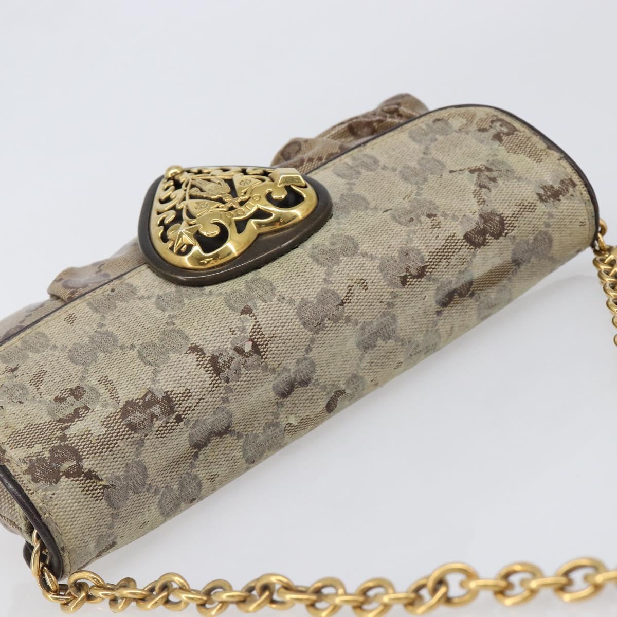 GUCCI GG Crystal Histeria Bag Coated Canvas Beige Gold 208710 Auth 201897