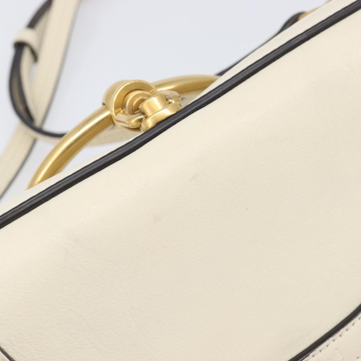 Chloe Nile Minaudière Hand Bag Leather 2way White Gold Auth 201900A