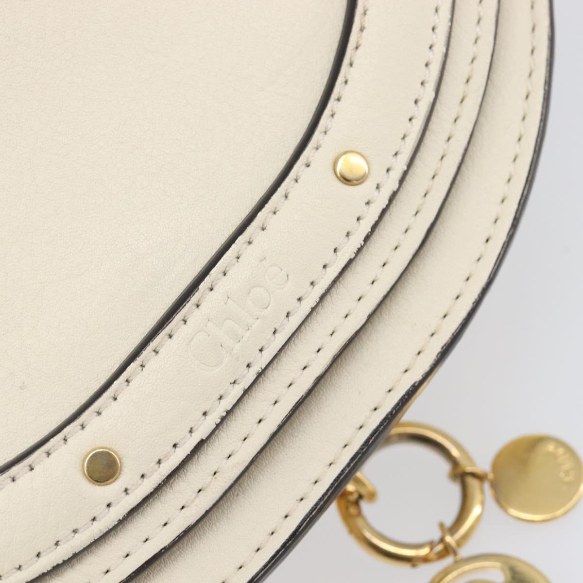 Chloe Nile Minaudière Hand Bag Leather 2way White Gold Auth 201900A