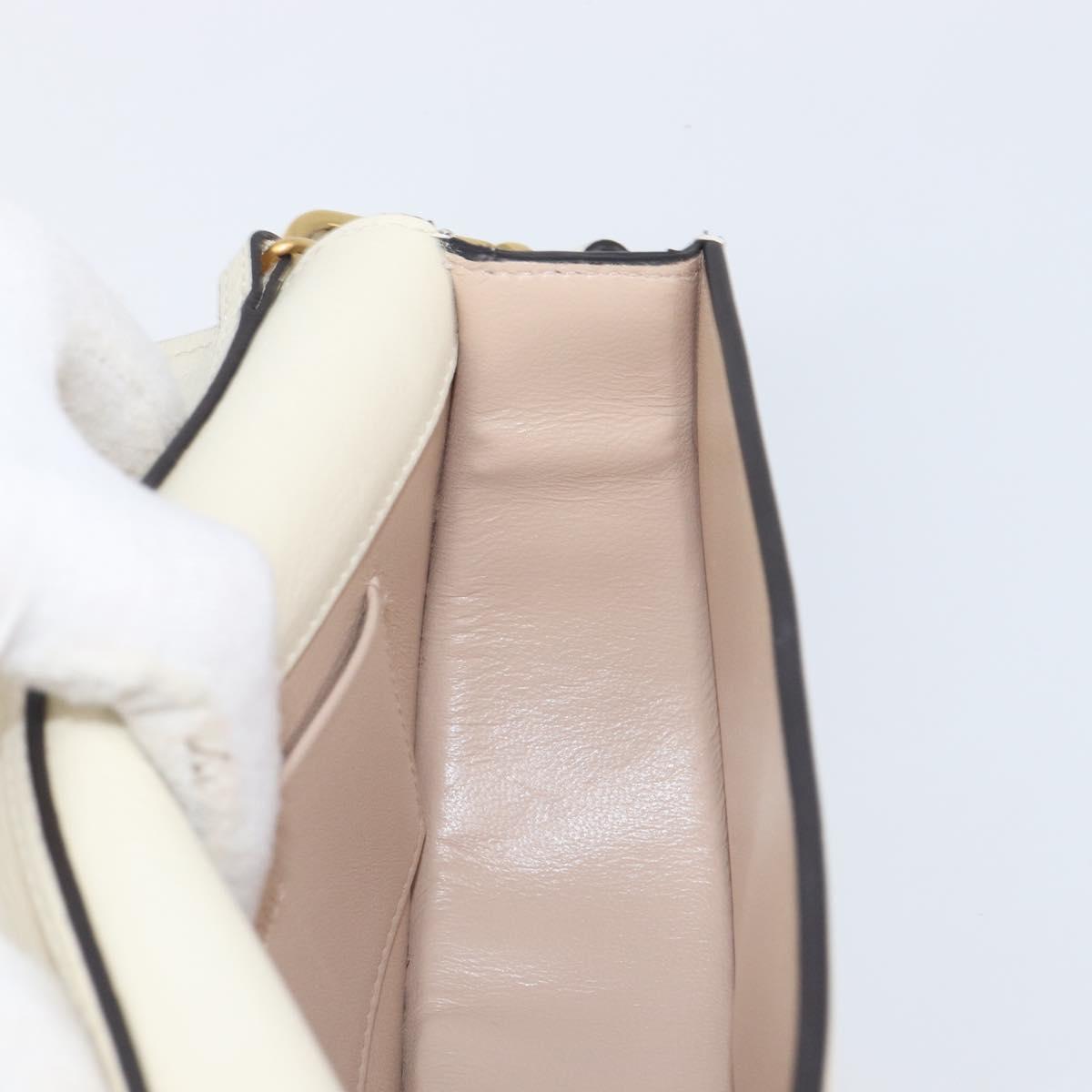Chloe Nile Minaudière Hand Bag Leather 2way White Gold Auth 201900A