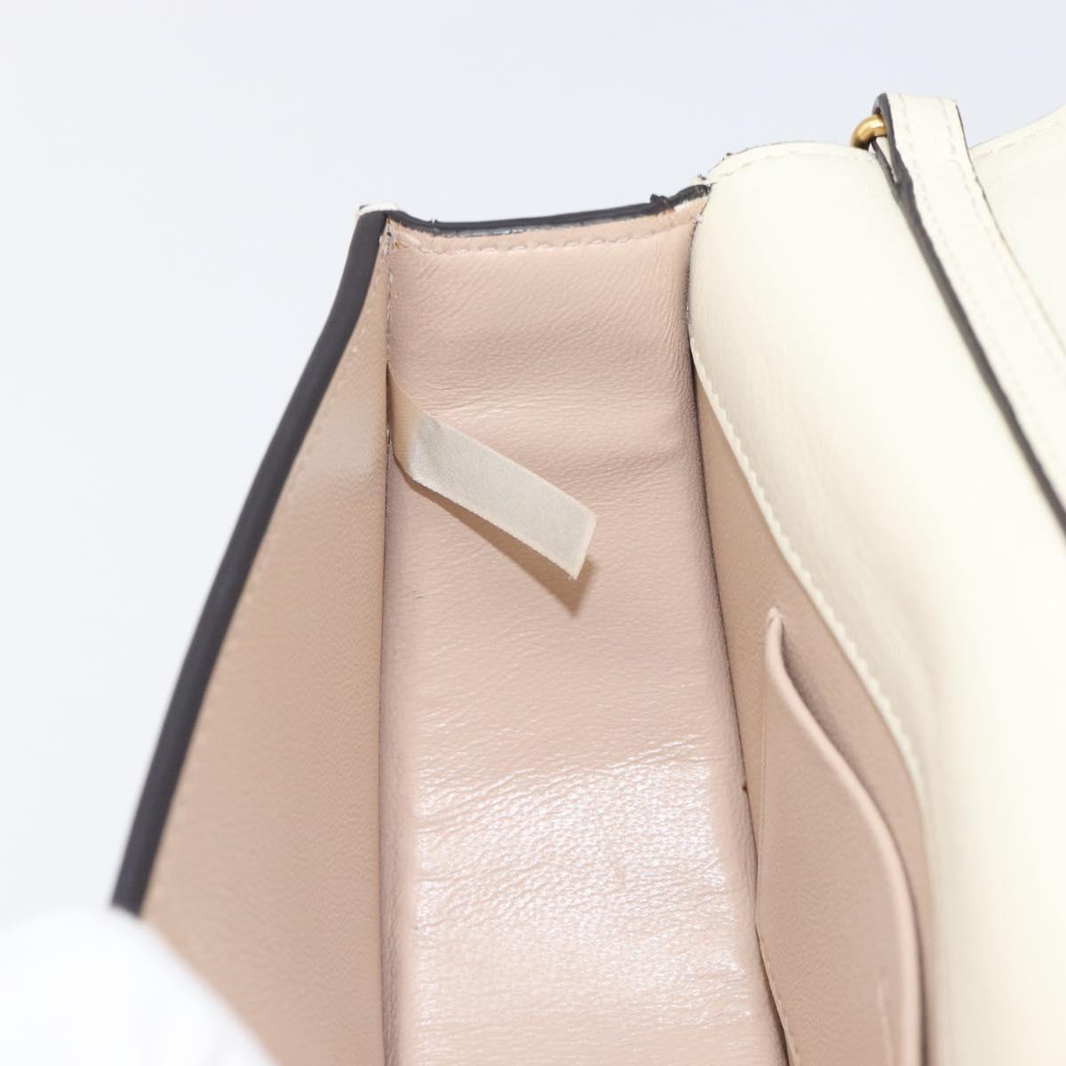 Chloe Nile Minaudière Hand Bag Leather 2way White Gold Auth 201900A