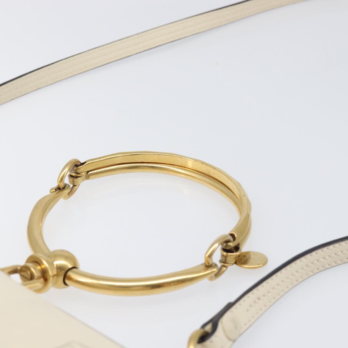 Chloe Nile Minaudière Hand Bag Leather 2way White Gold Auth 201900A