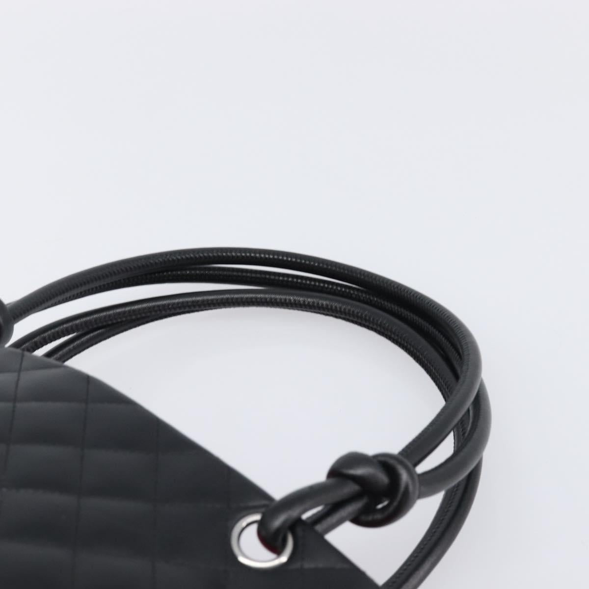 CHANEL Cambon Line Matelasse Tote Bag Leather Black Silver CC Auth 201902V