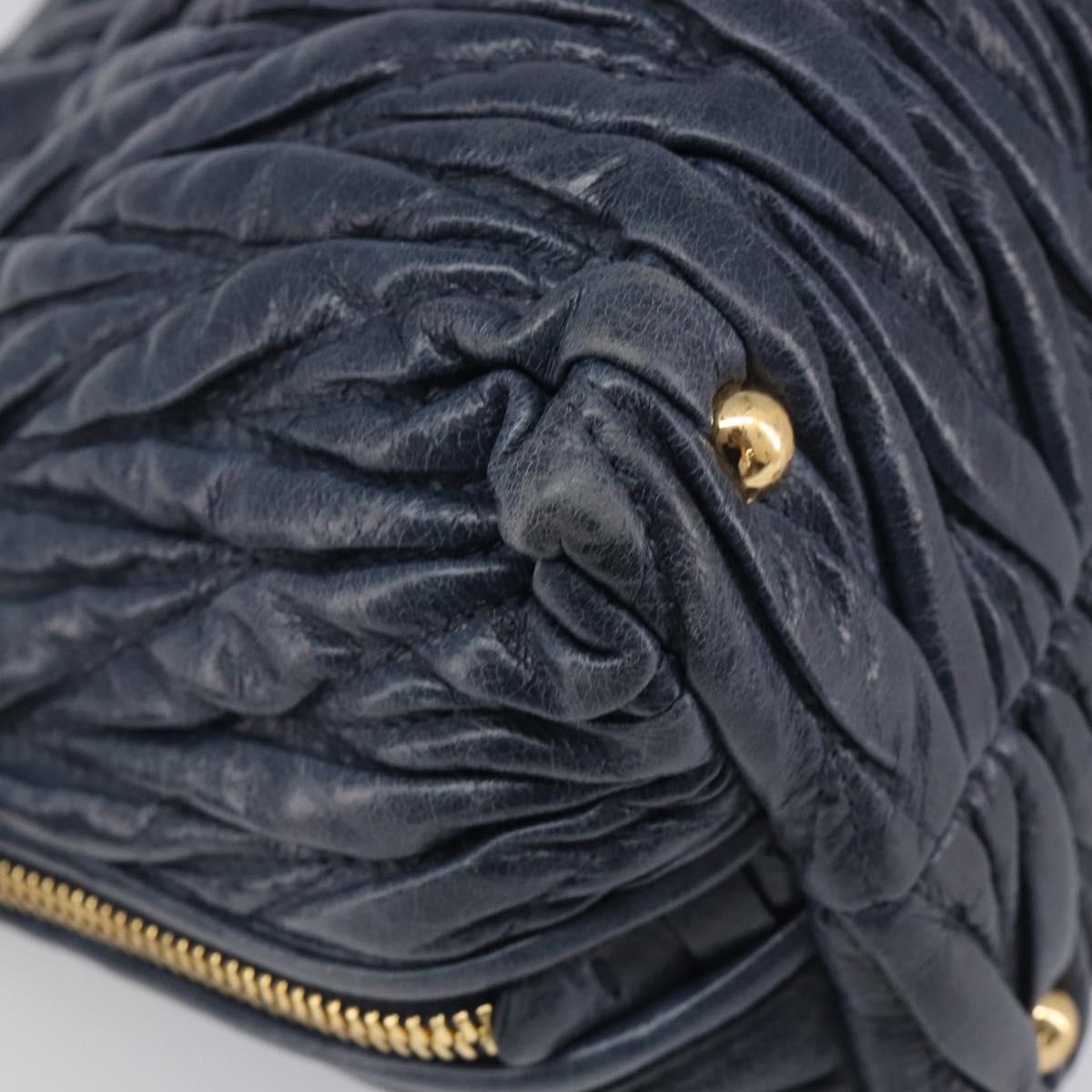 Miu Miu Matelasse Hand Bag Leather Navy Gold Auth 201903V