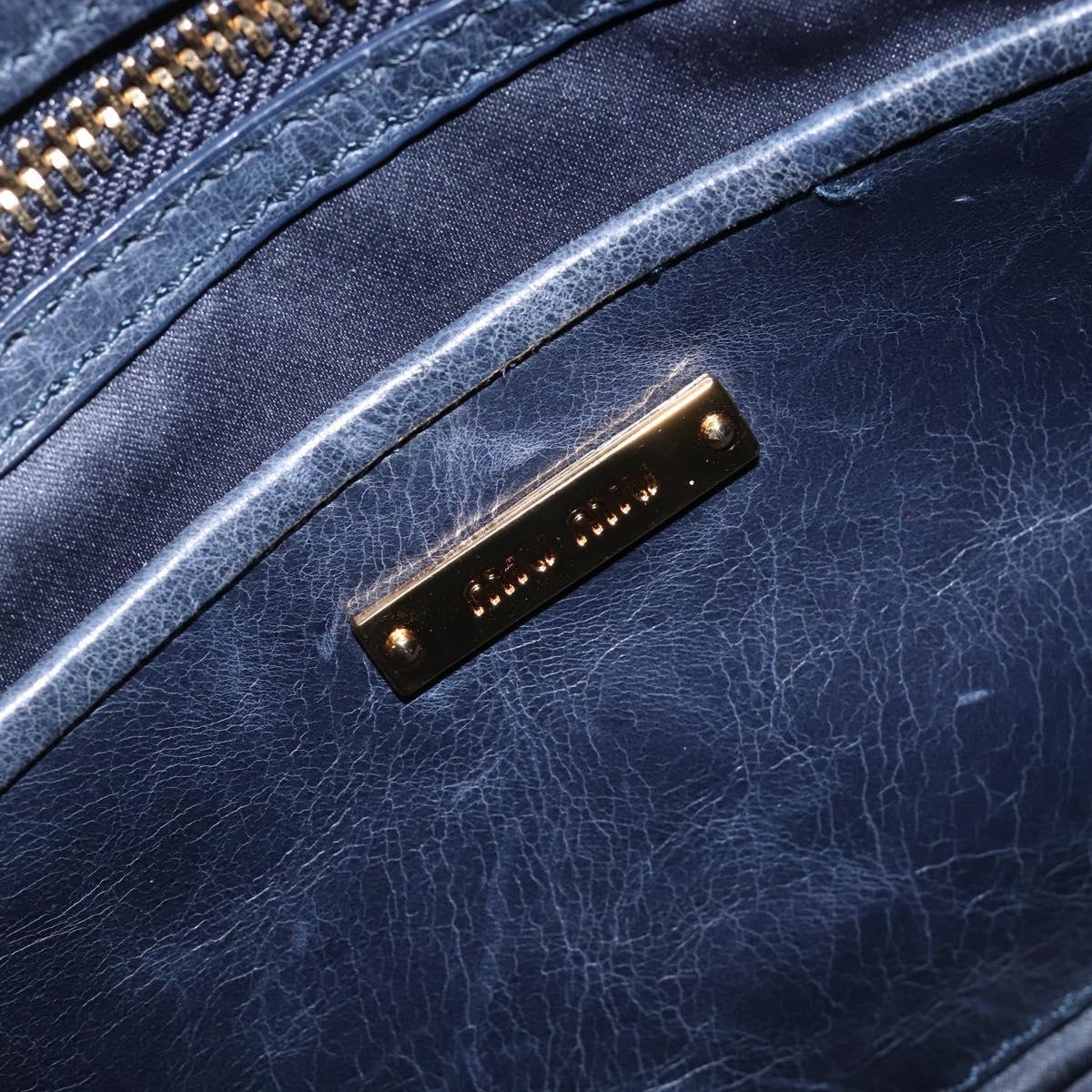 Miu Miu Matelasse Hand Bag Leather Navy Gold Auth 201903V