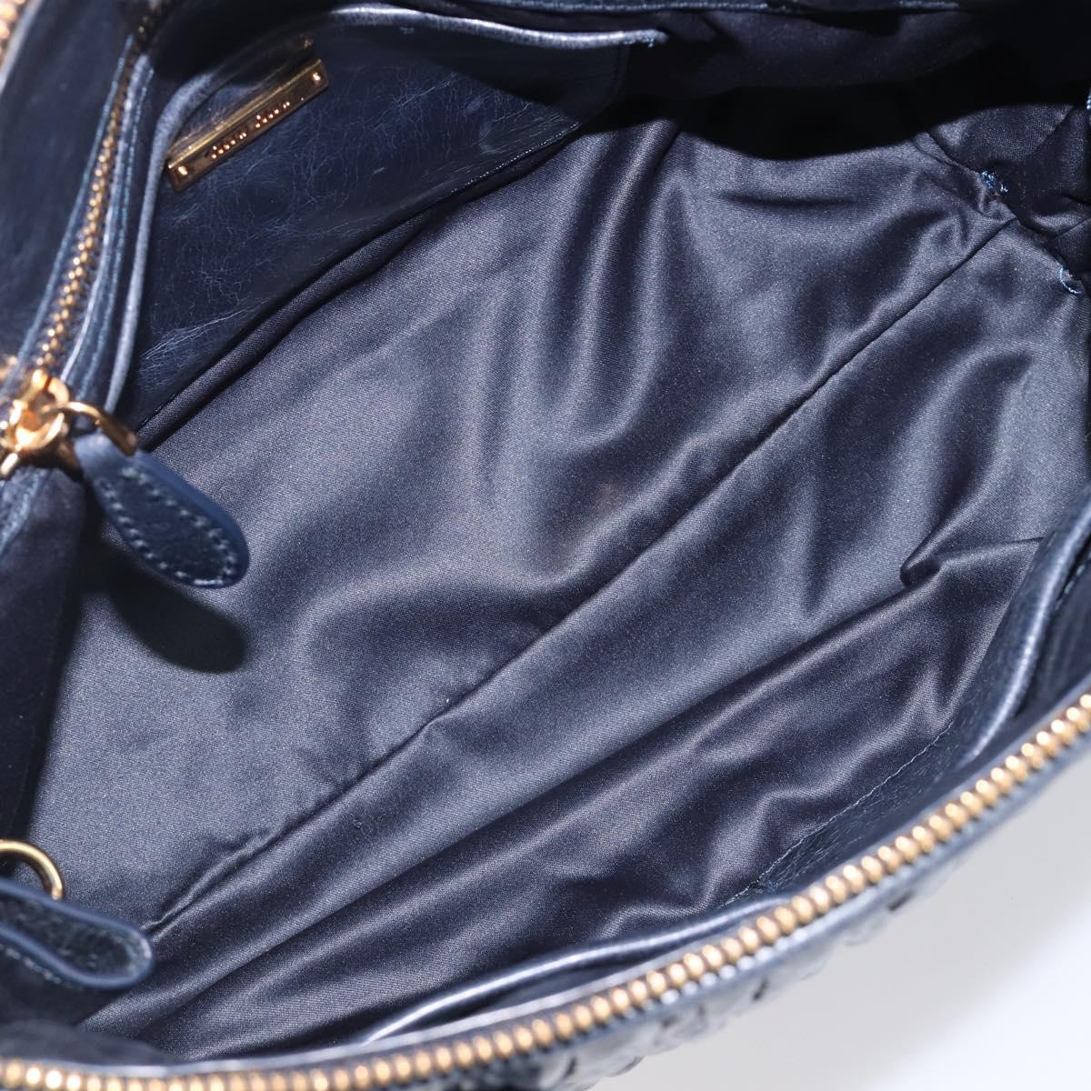 Miu Miu Matelasse Hand Bag Leather Navy Gold Auth 201903V