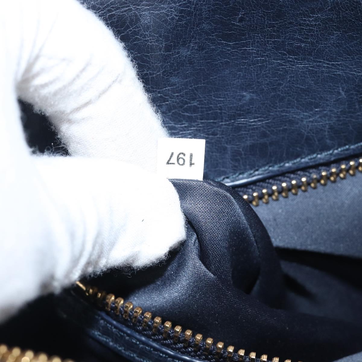 Miu Miu Matelasse Hand Bag Leather Navy Gold Auth 201903V