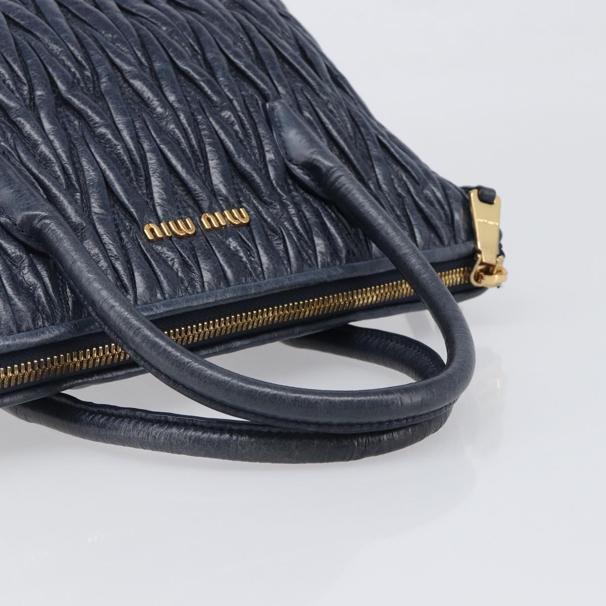 Miu Miu Matelasse Hand Bag Leather Navy Gold Auth 201903V
