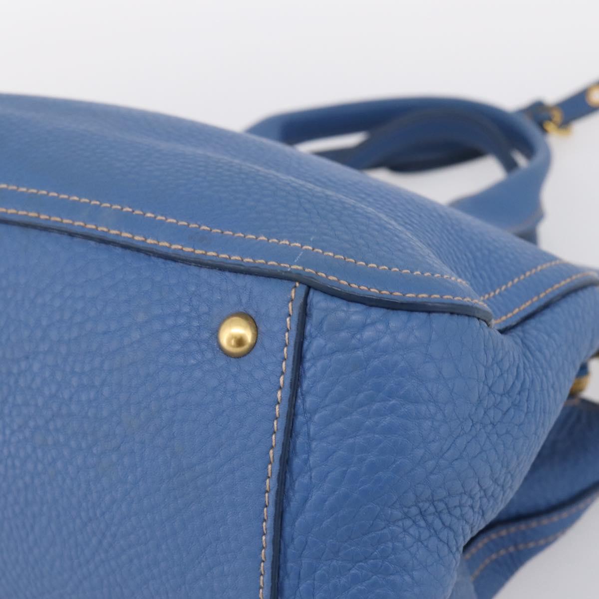 Miu Miu Hand Bag Vittero Dino Leather 2way Blue Gold Auth 201907V