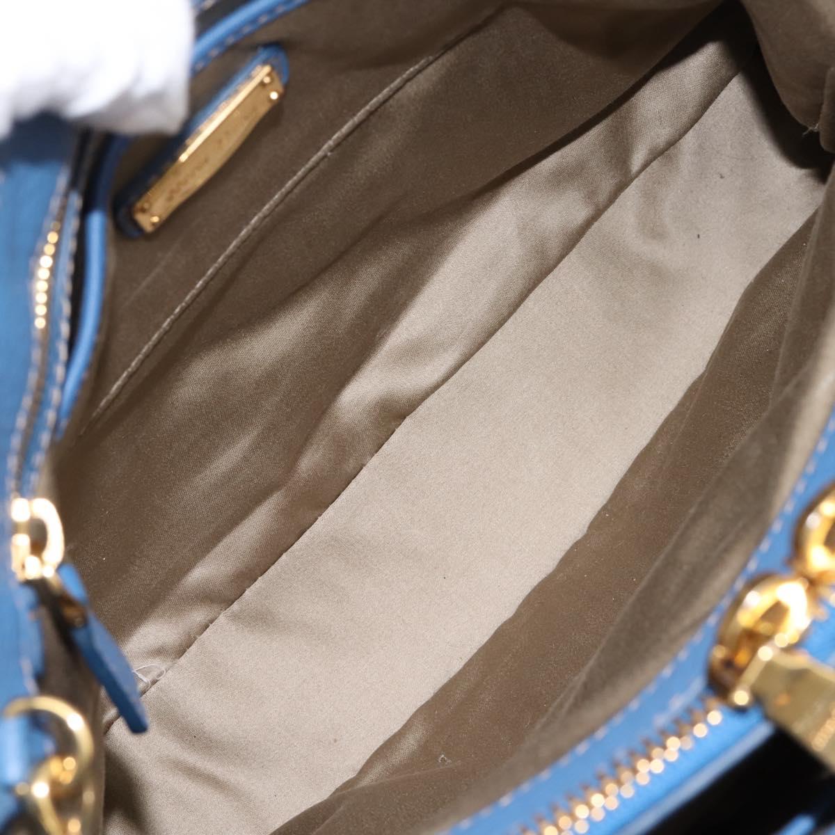 Miu Miu Hand Bag Vittero Dino Leather 2way Blue Gold Auth 201907V