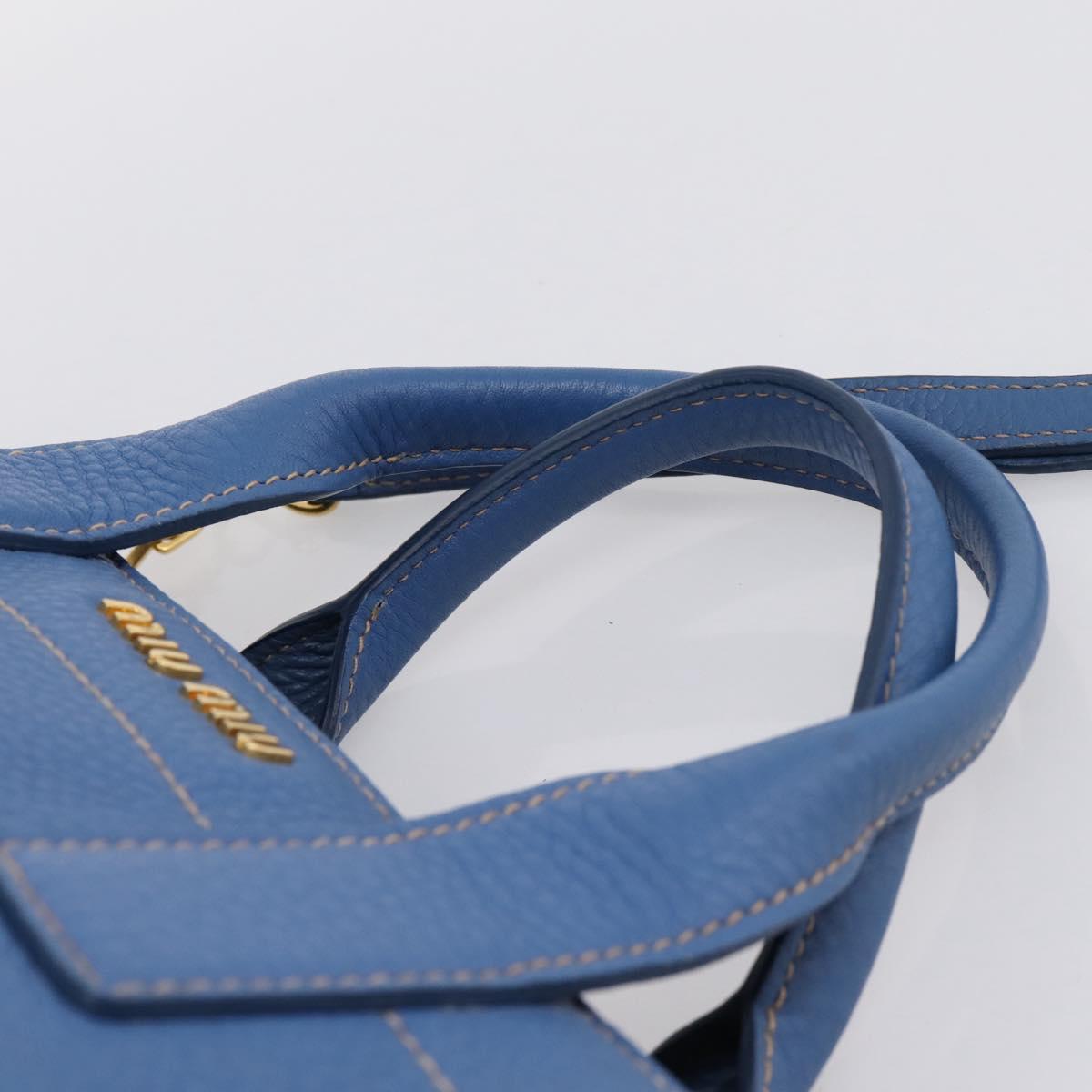 Miu Miu Hand Bag Vittero Dino Leather 2way Blue Gold Auth 201907V