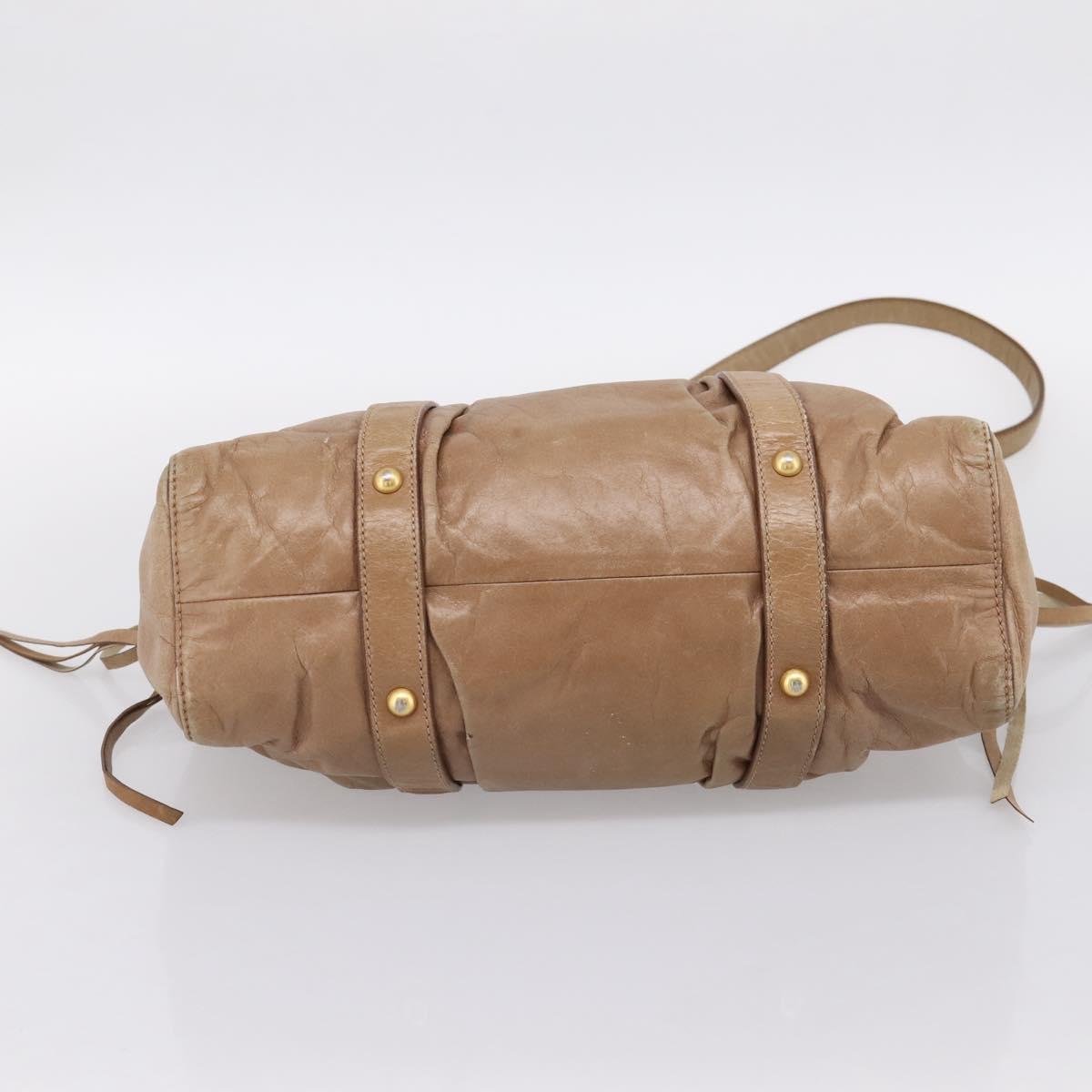 Miu Miu Hand Bag Vitellolux 2way Brown Gold Auth 201908