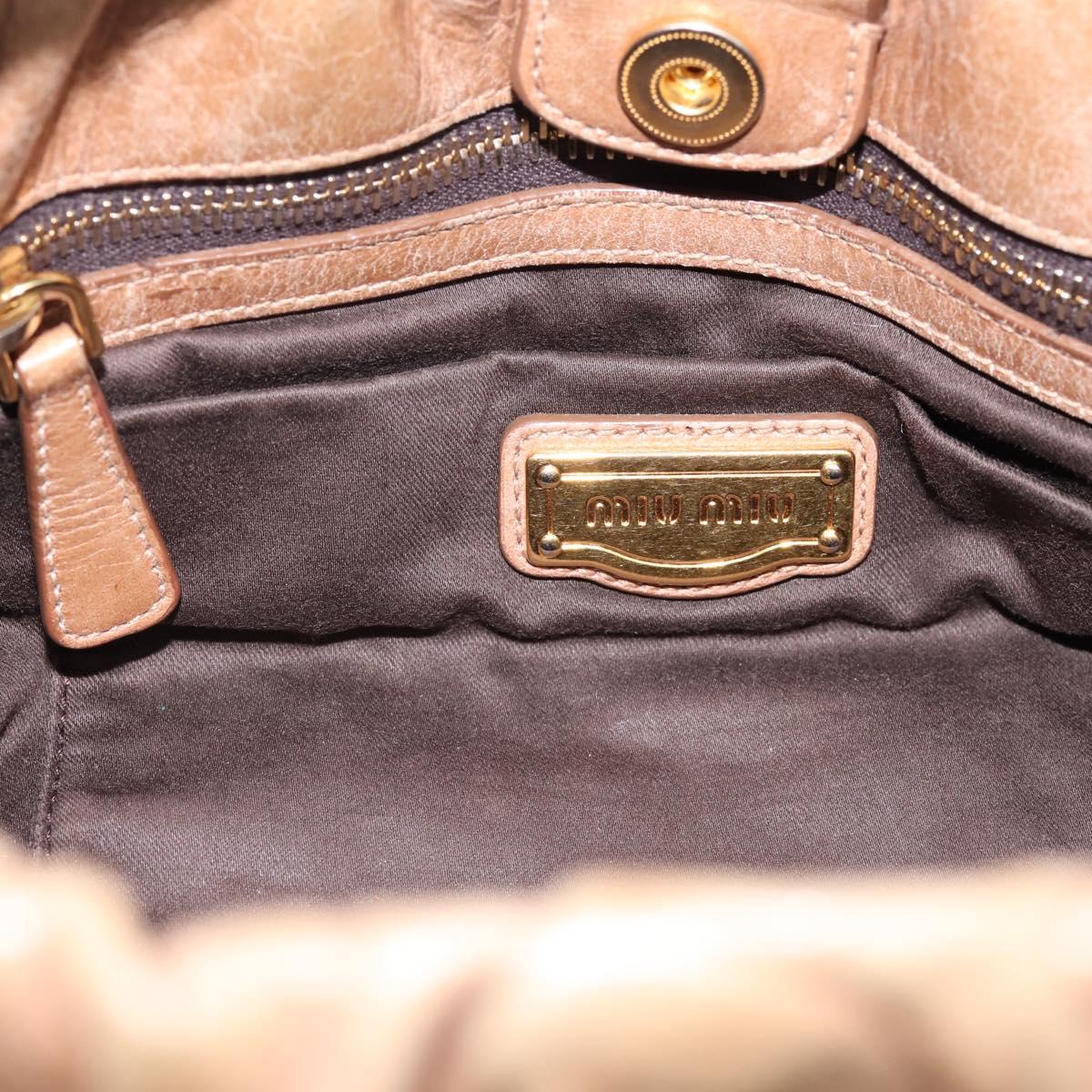 Miu Miu Hand Bag Vitellolux 2way Brown Gold Auth 201908