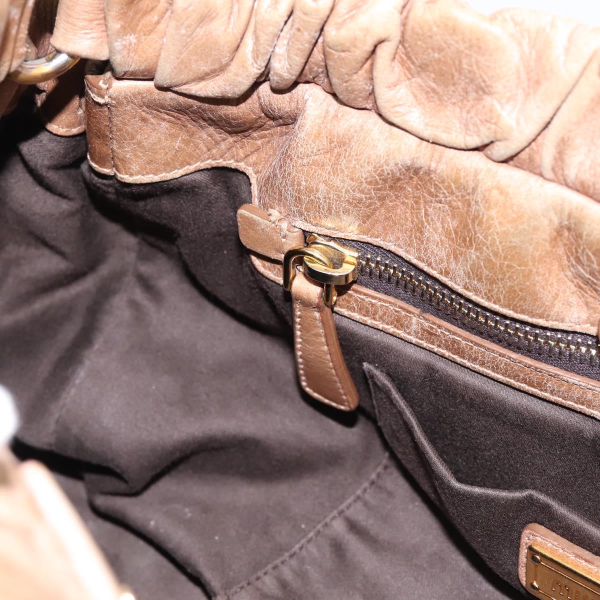 Miu Miu Hand Bag Vitellolux 2way Brown Gold Auth 201908