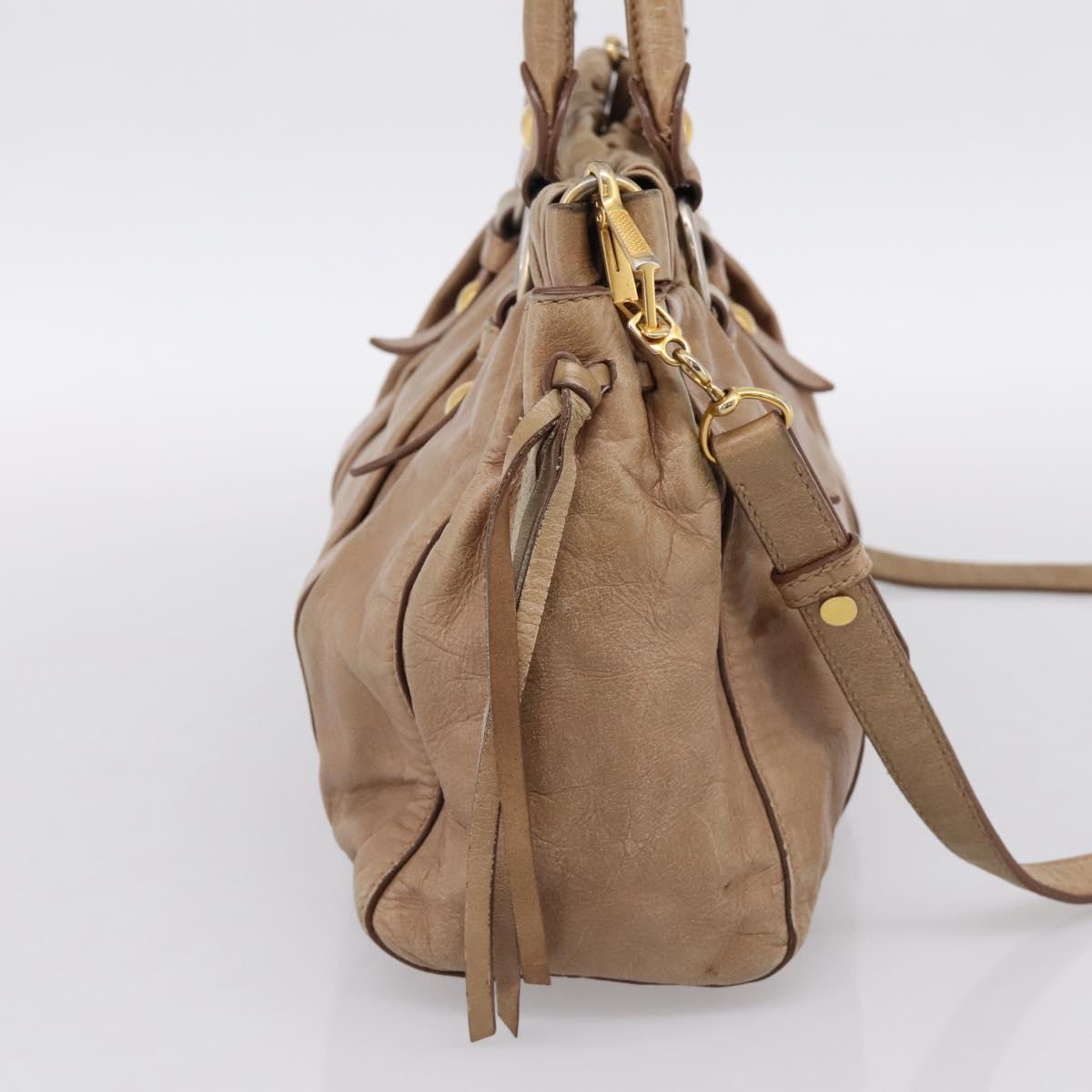 Miu Miu Hand Bag Vitellolux 2way Brown Gold Auth 201908