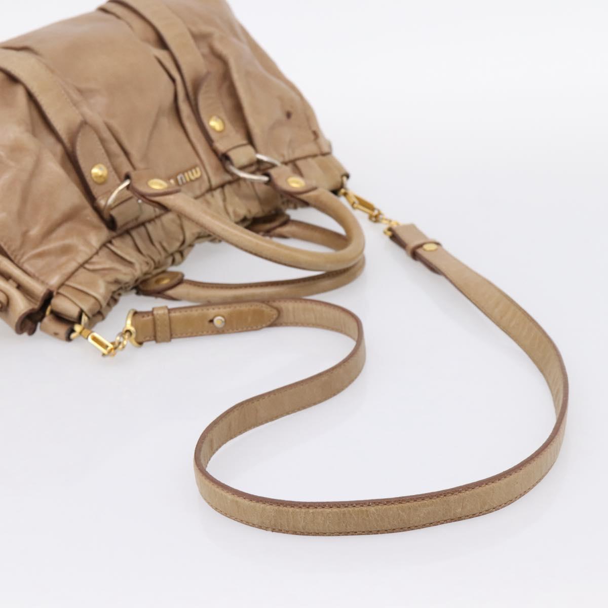 Miu Miu Hand Bag Vitellolux 2way Brown Gold Auth 201908