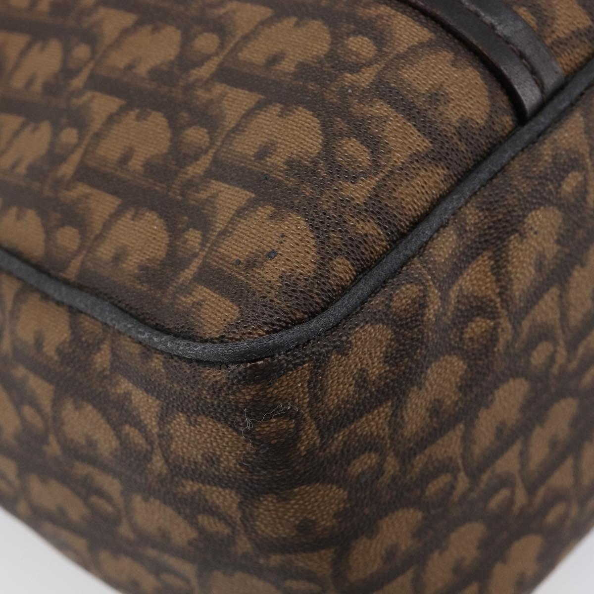 Christian Dior Trotter Canvas Chain Bag PVC Romantic Brown Silver Auth 201909V