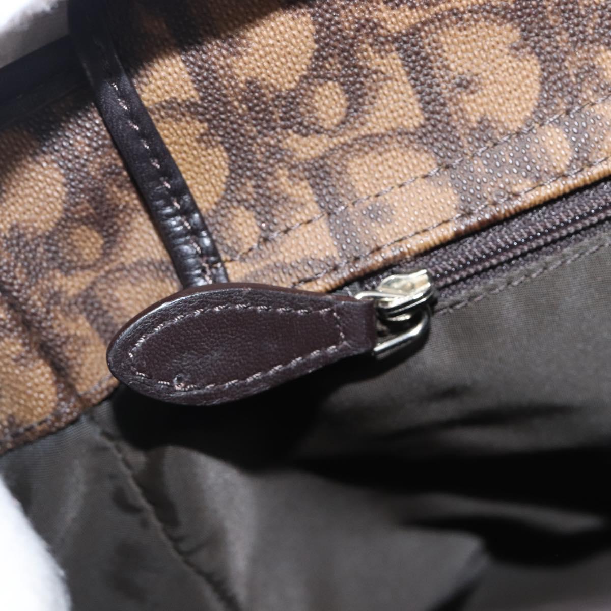 Christian Dior Trotter Canvas Chain Bag PVC Romantic Brown Silver Auth 201909V