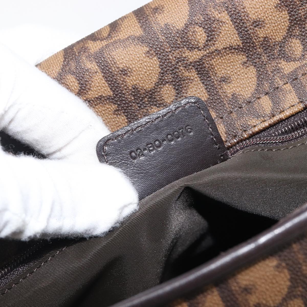 Christian Dior Trotter Canvas Chain Bag PVC Romantic Brown Silver Auth 201909V