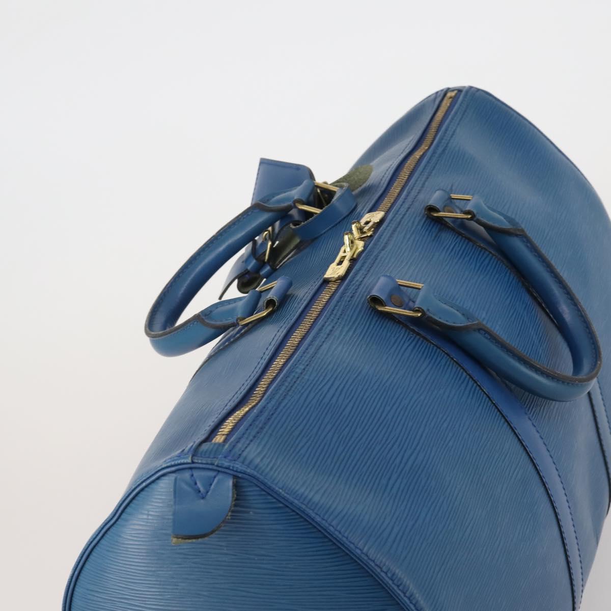 LOUIS VUITTON Epi Keepall 45 Boston Bag Blue M42975 LV Auth 201910
