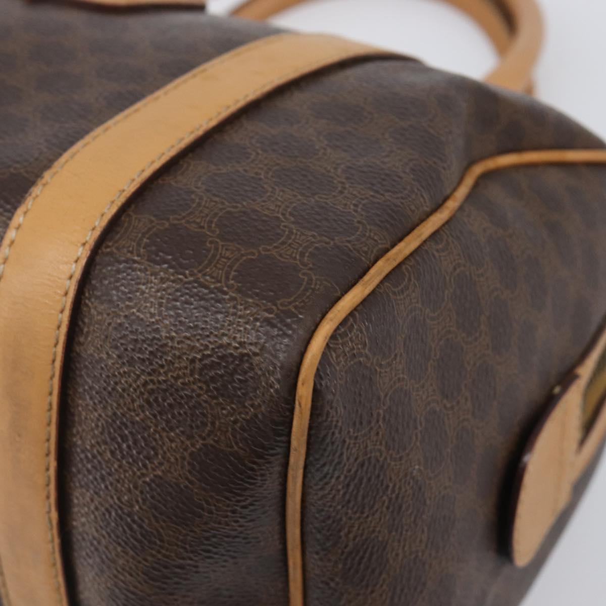 CELINE Macadam Canvas Boston Bag PVC Leather Brown Gold Auth 201911