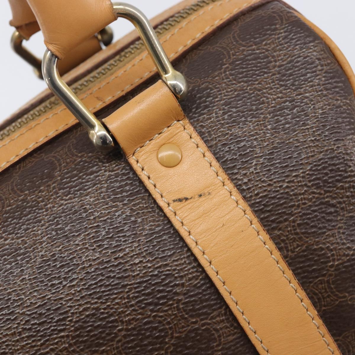 CELINE Macadam Canvas Boston Bag PVC Leather Brown Gold Auth 201911
