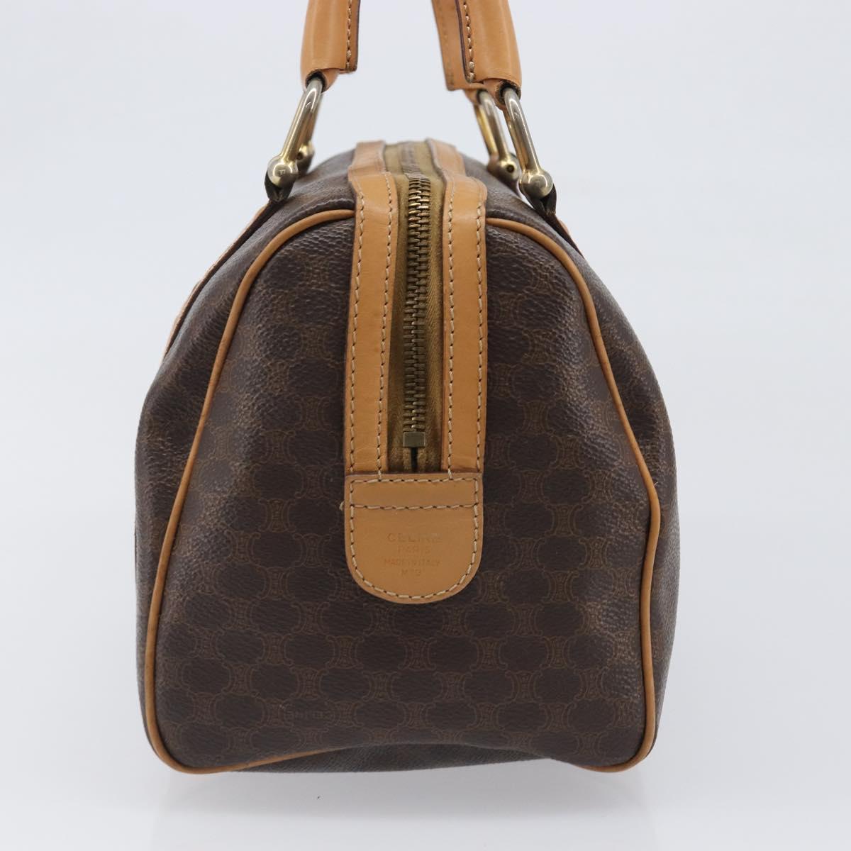CELINE Macadam Canvas Boston Bag PVC Leather Brown Gold Auth 201911