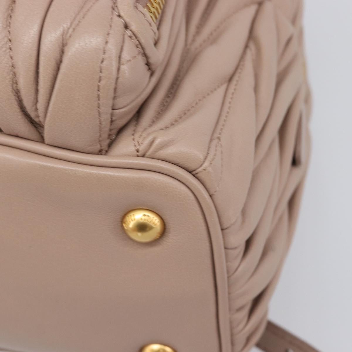 Miu Miu Matelasse Backpack Leather Pink Gold Auth 201912V