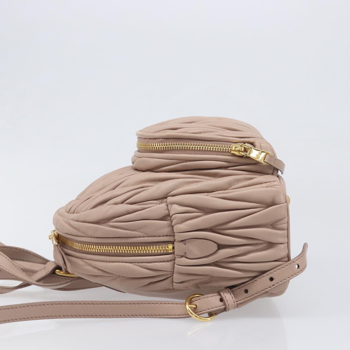 Miu Miu Matelasse Backpack Leather Pink Gold Auth 201912V
