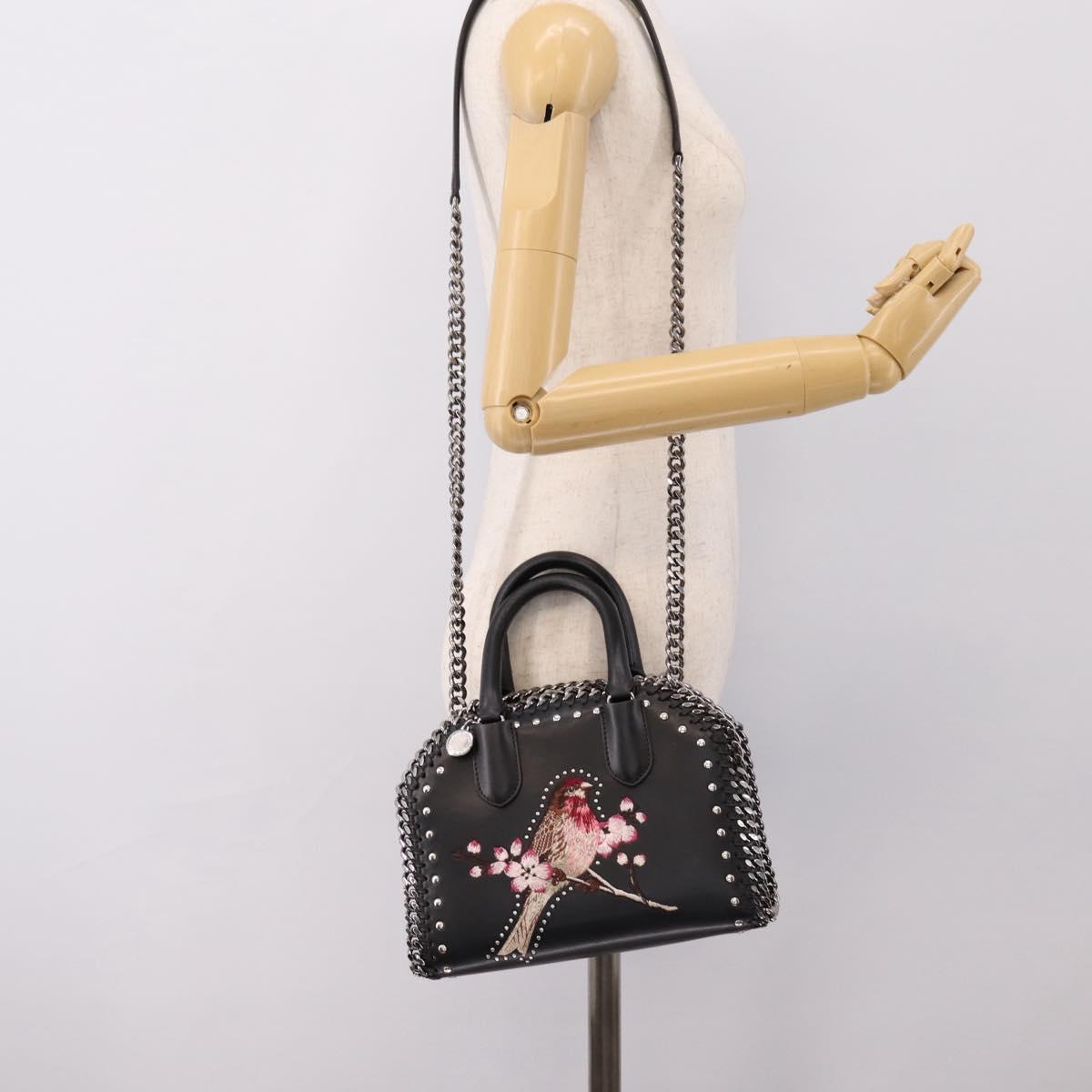 Stella MacCartney Chain Falabella Box Bag Leather 2way Black 455137 Auth 201913V