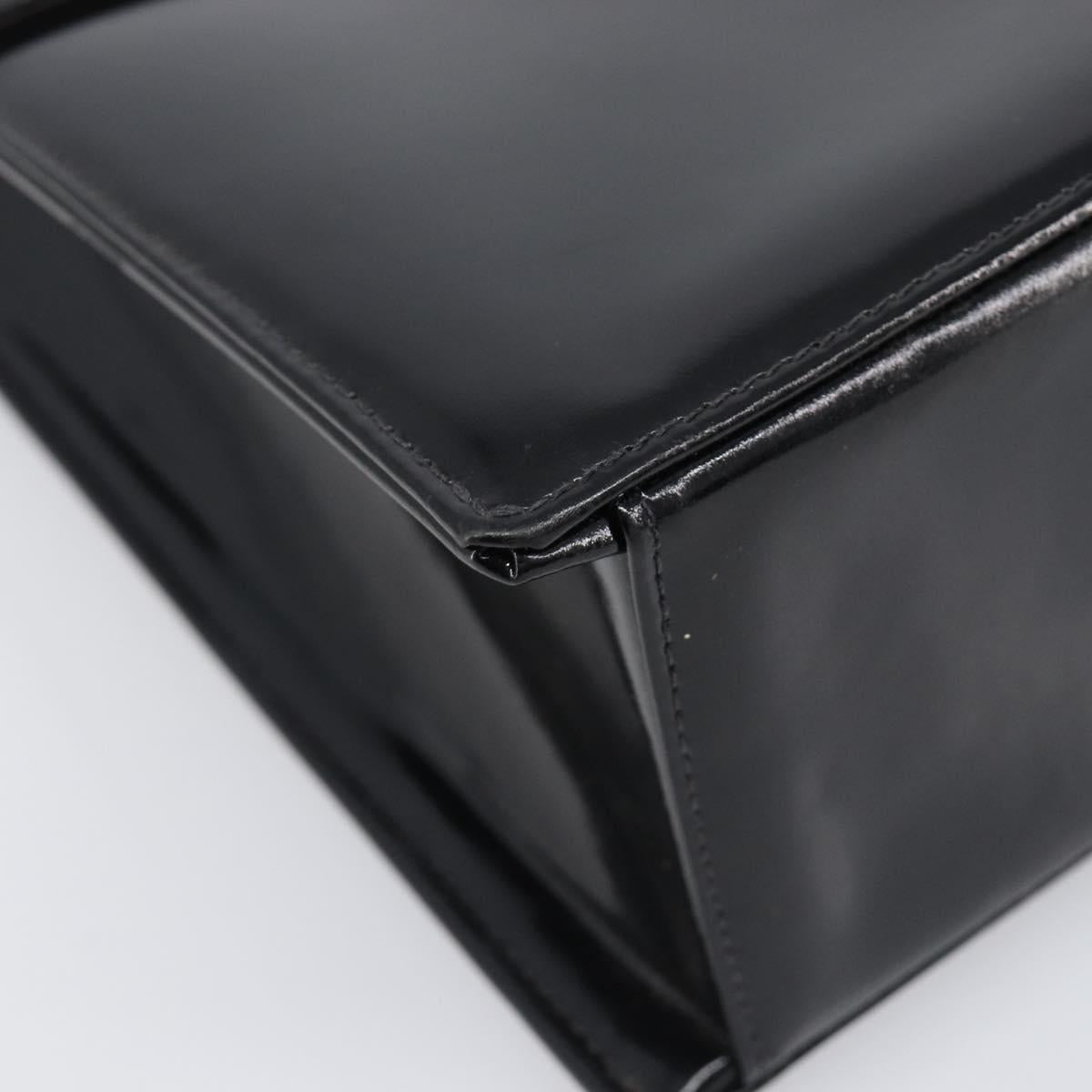 CHANEL Chain Hand Bag Patent leather Black Gold CC Auth 201914V