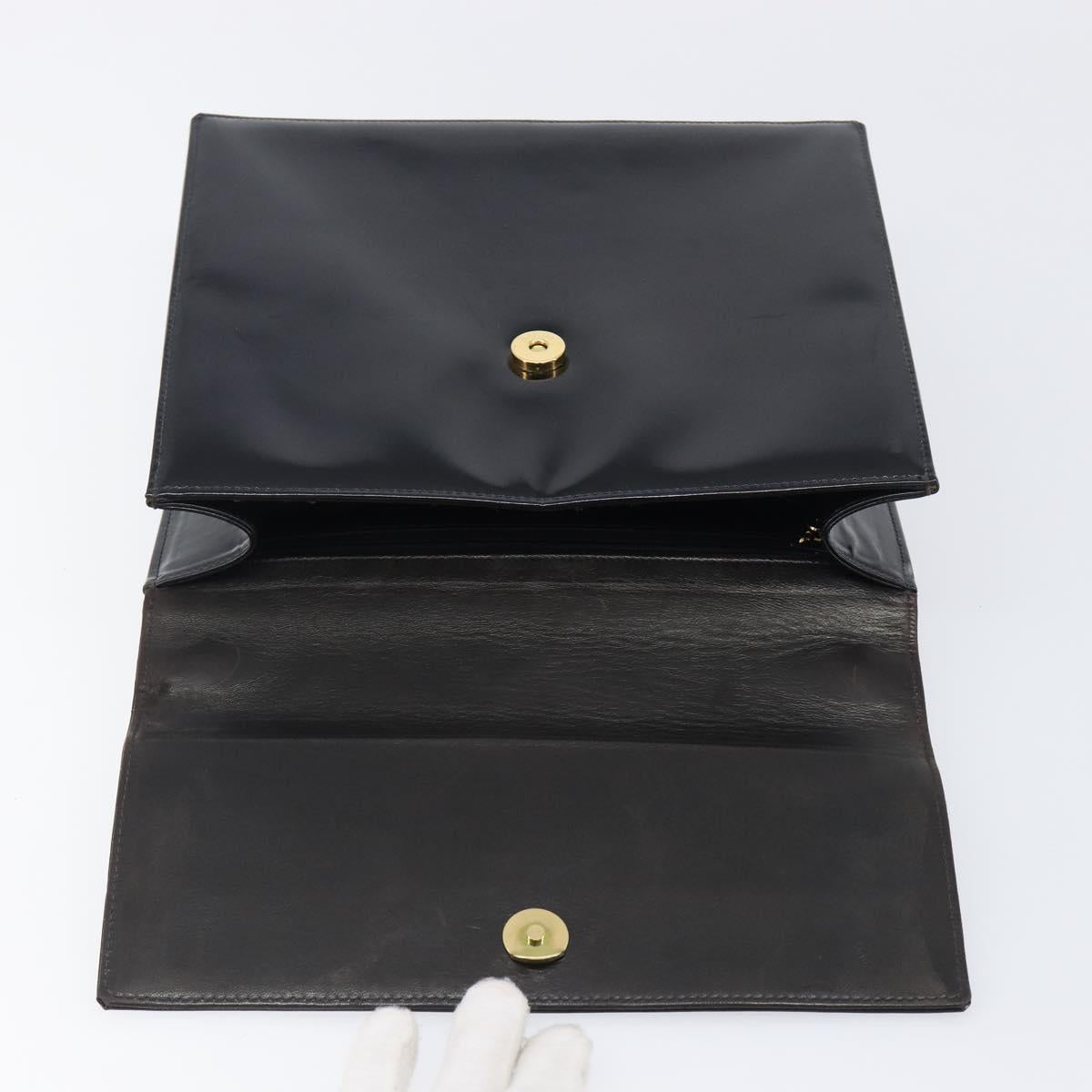CHANEL Chain Hand Bag Patent leather Black Gold CC Auth 201914V