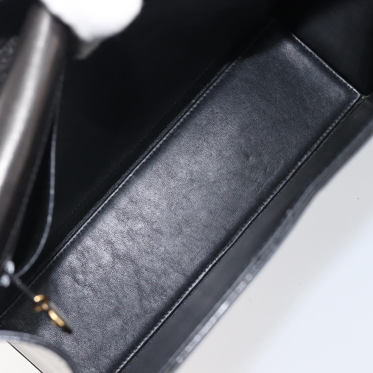 CHANEL Chain Hand Bag Patent leather Black Gold CC Auth 201914V