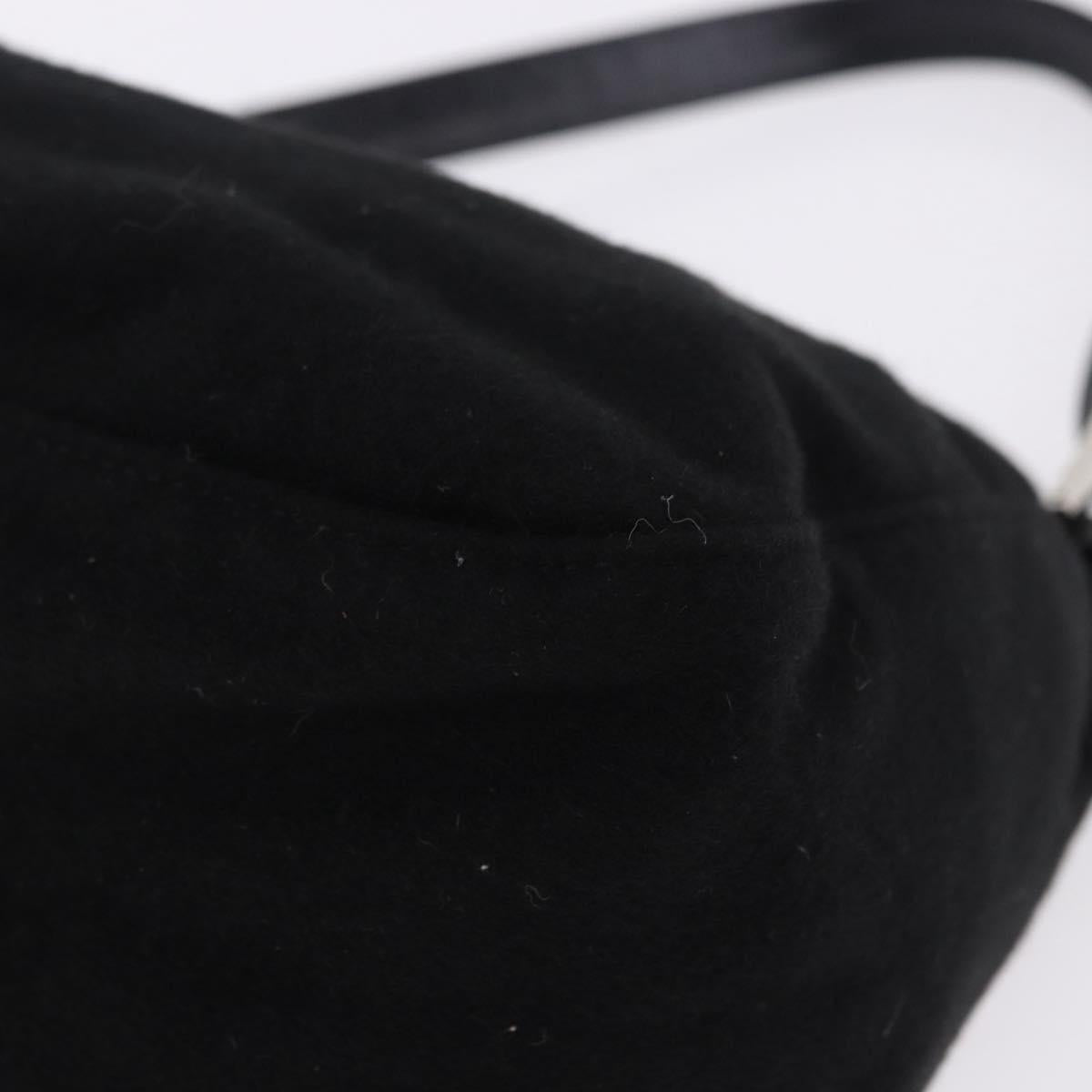FENDI Mamma Baguette Shoulder Bag Wool Black Silver Auth 201915V