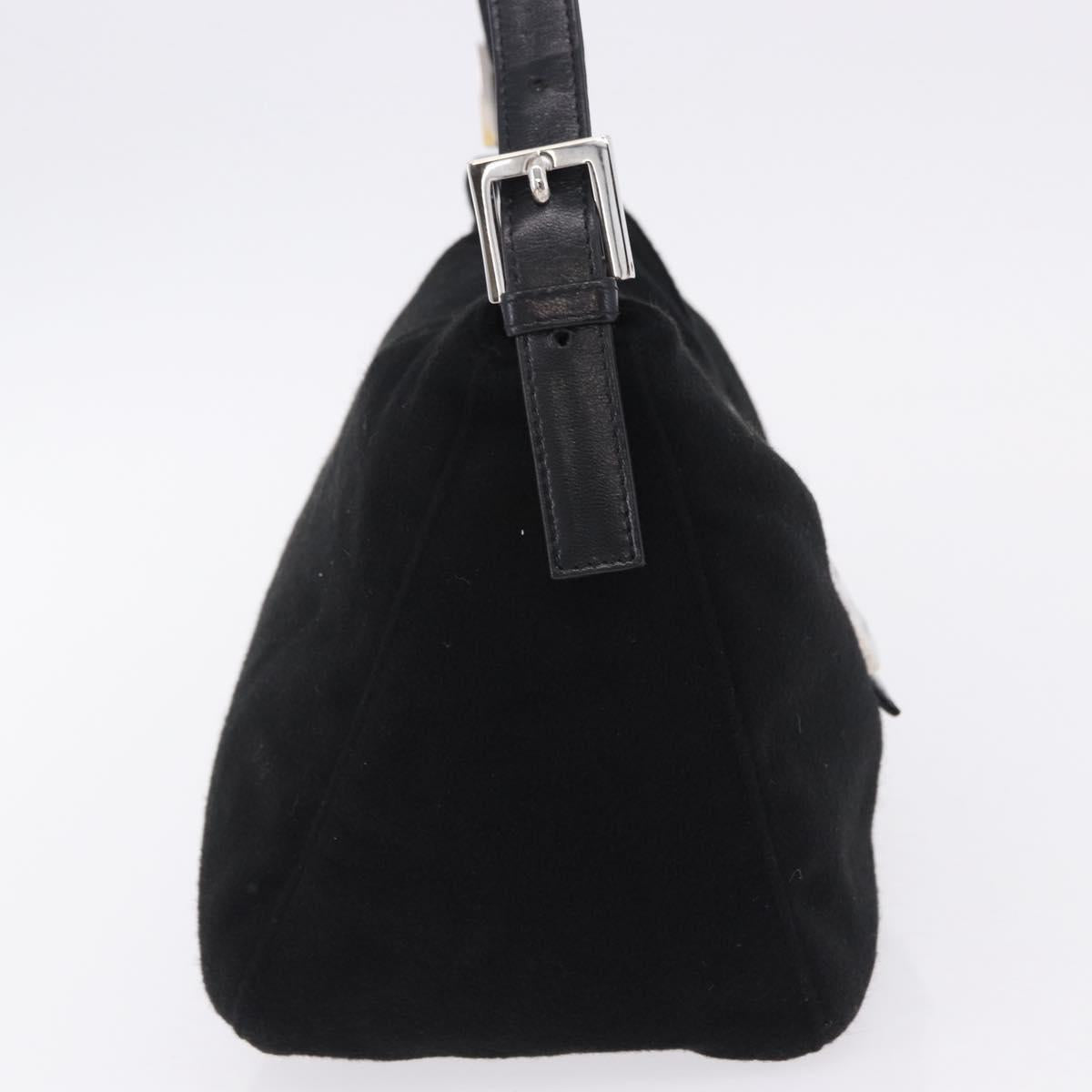 FENDI Mamma Baguette Shoulder Bag Wool Black Silver Auth 201915V
