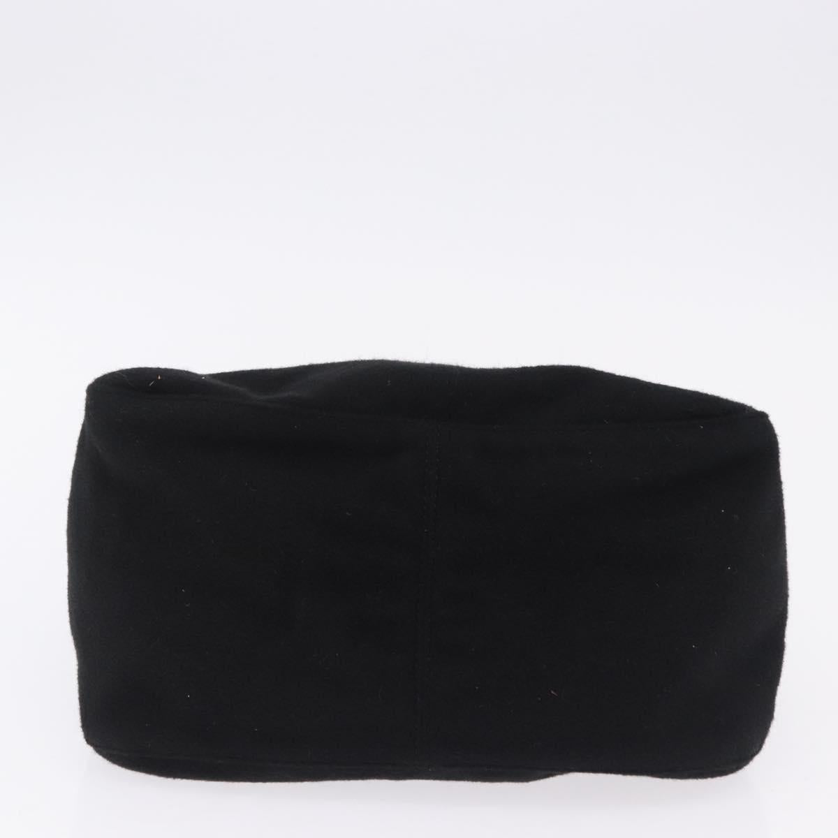 FENDI Mamma Baguette Shoulder Bag Wool Black Silver Auth 201915V